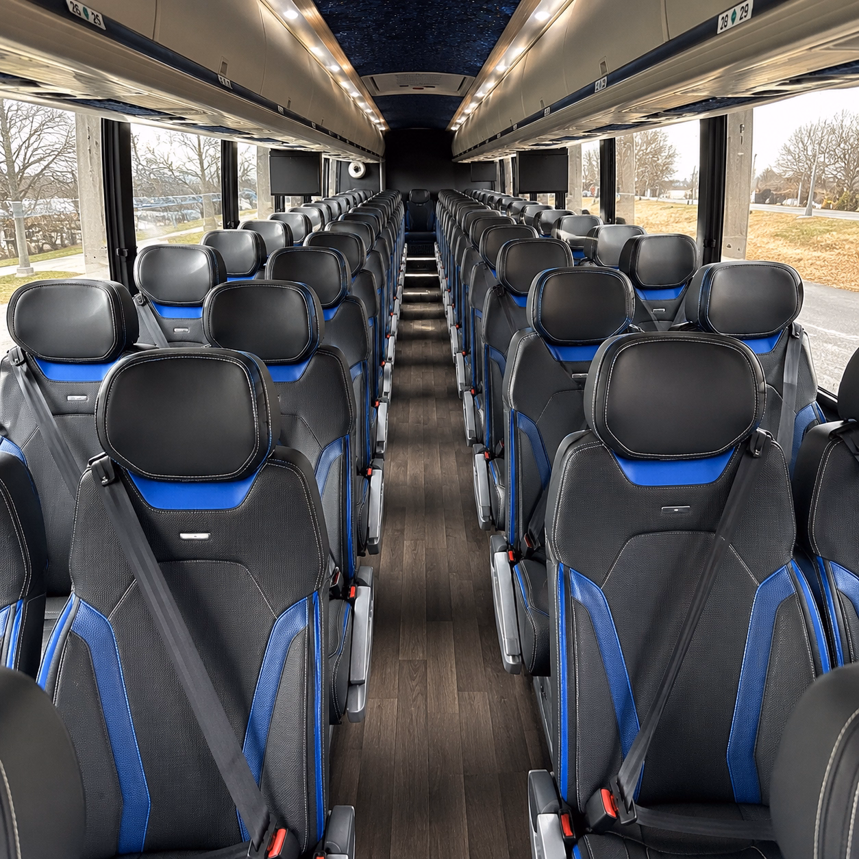 worcester charter bus services interior